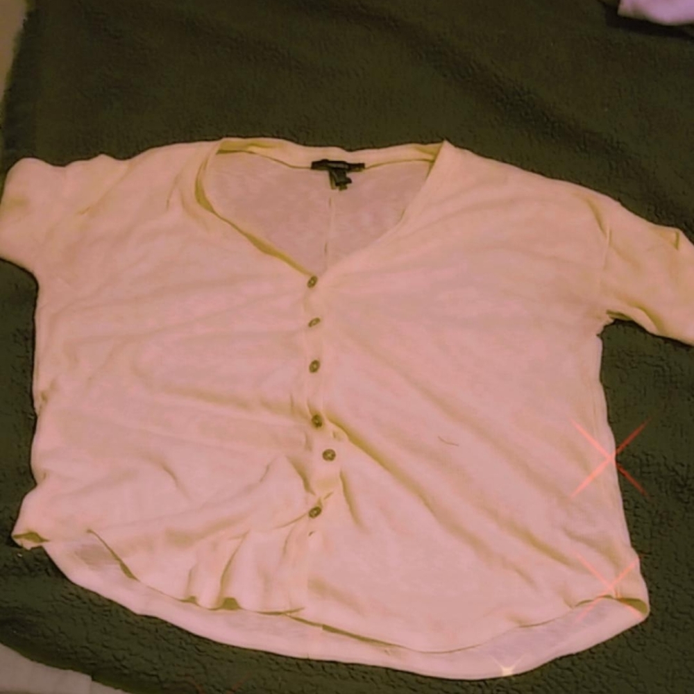 Forever 21 Yellow Button Up T Shirt